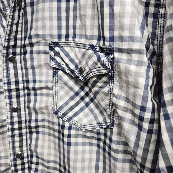 Wrangler 20X Long Sleeve Snap Pocket Western Shirt Men's XXL Plaid 1418 - Picture 5 of 8
